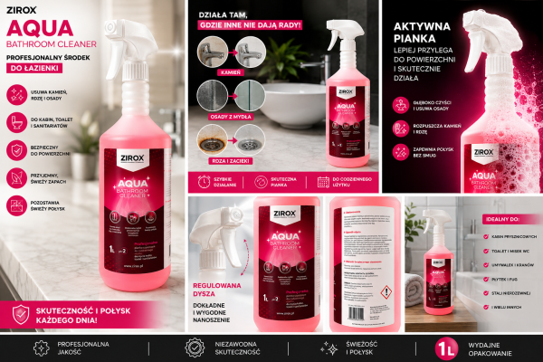 ZIROX-AQUA ZIROX AQUA 1L – Pianka do łazienki, usuwanie kamienia i rdzy | Zirox