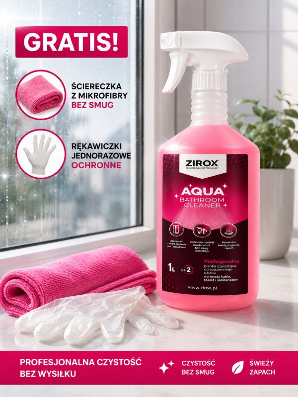 Zirox-gratis ZIROX AQUA 1L – Pianka do łazienki, usuwanie kamienia i rdzy | Zirox