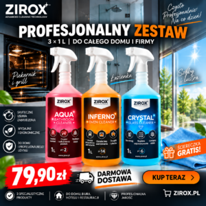 ZIROX PROFESSIONAL 3 × 1L – zestaw środków czystości INFERNO AQUA CRYSTAL