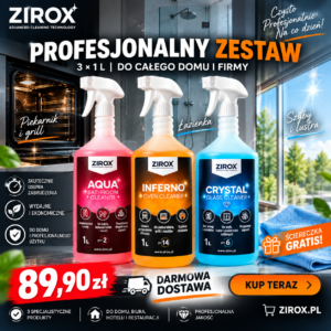 ZIROX Professional zestaw 3 × 1 l – chemia do łazienki, piekarnika i szyb