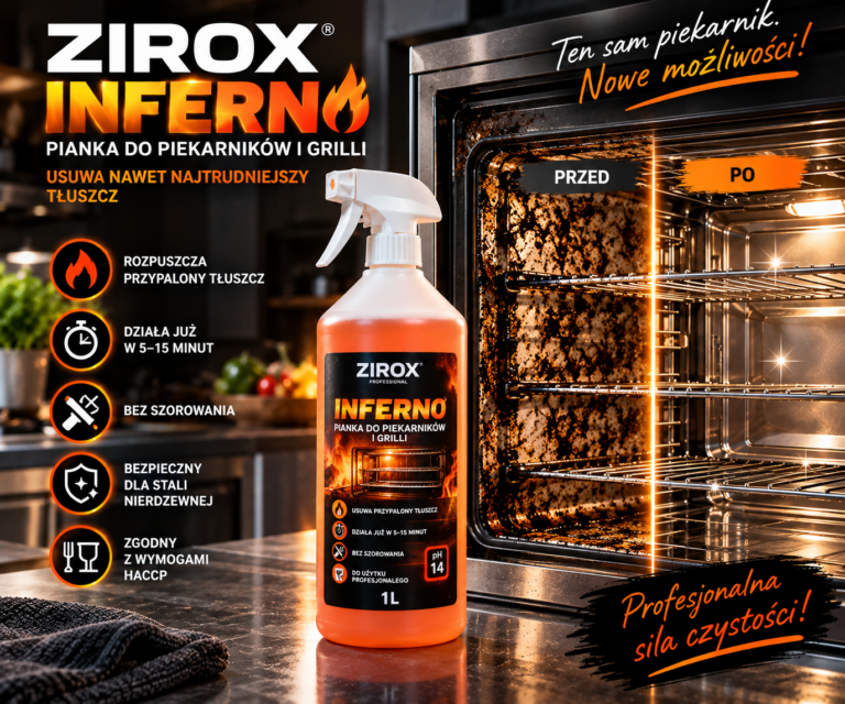ZIROX INFERNO 1L – pianka do piekarników i grilli do usuwania przypalonego tłuszczu