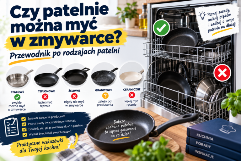 „Czy patelnie można myć w zmywarce? Przewodnik po rodzajach patelni i zasadach ich prawidłowego mycia”